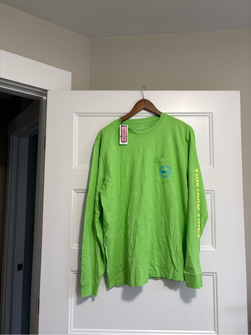 Vineyard Vines Lime Green Long-Sleeve Pocket Tee NWT Large